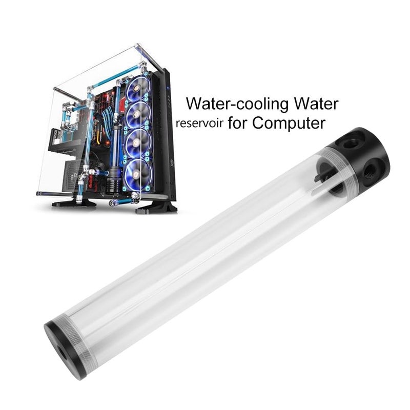 Serounder Water Cooling Reservoir, PC Water Reservoir 190mm*50mm Diameter G1/4'' POM Cylindrical CPU Water Cooler Reservoir System Heat Sink Kit Cooling Acrylic Water Reservoir for PC - Image 3